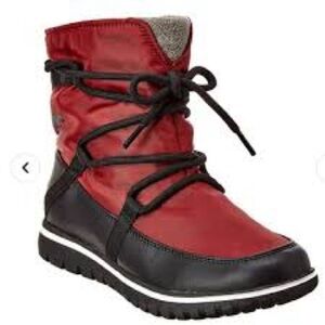 Sorel Cozy Explorer Red and Black Boots
